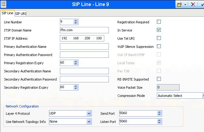 3.1.7. Configure SIP Trunk Connection 3.1.7.1 Configure SIP Line Configure the SIP line which is connected to Avaya Communication Manager via the Avaya SES server, using the parameters shown in the following table.