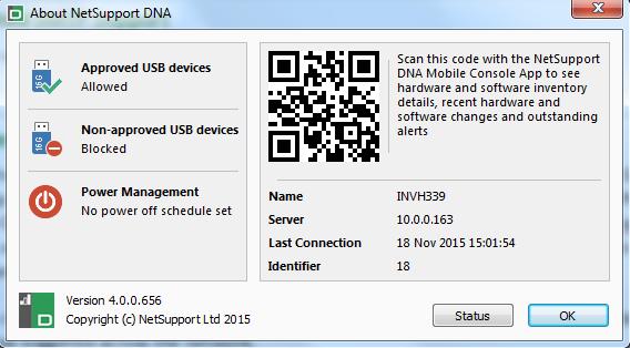DNA Agent Interface The totally refreshed DNA Agent interface (Windows desktops only) adds the ability for users to check the current approval status of USB devices and request remote authorisation