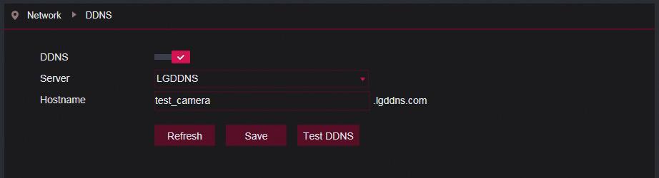 18 DDNS Select [Remote Setting] > [Network] > [DDNS] to enter the setting page as shown in the figure below. Dynamic DNS (DDNS) settings are used with server for access from an extranet.