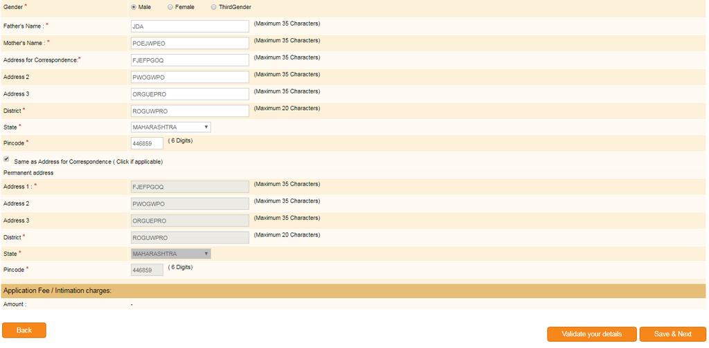 Step 6: Fill the details of qualification/ experience and click Validate your details.