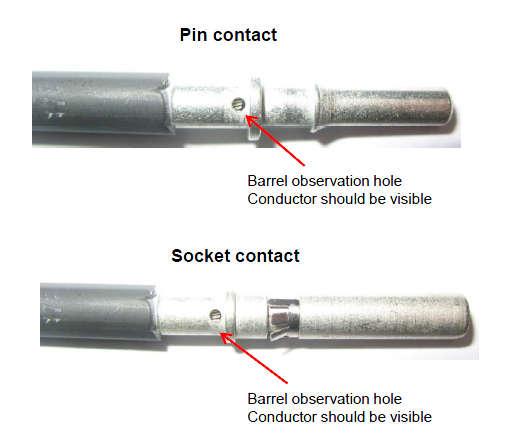 Figure 4-14 Crimp contact barrel by using the hex crimping