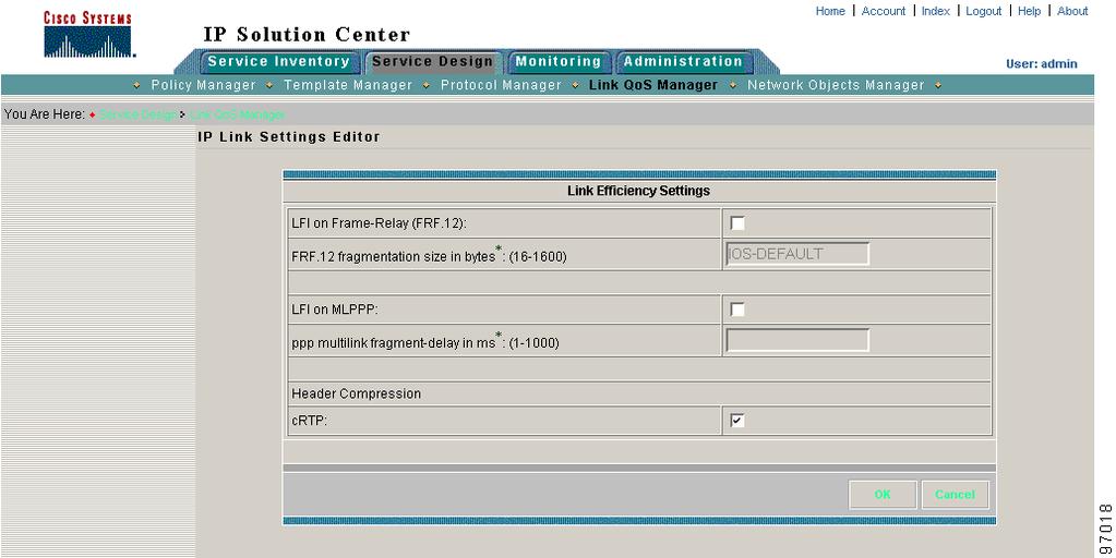 Link Efficiency Settings Link efficiency settings are based on the CPE-PE link itself and are used to minimize serialization delay on the link.