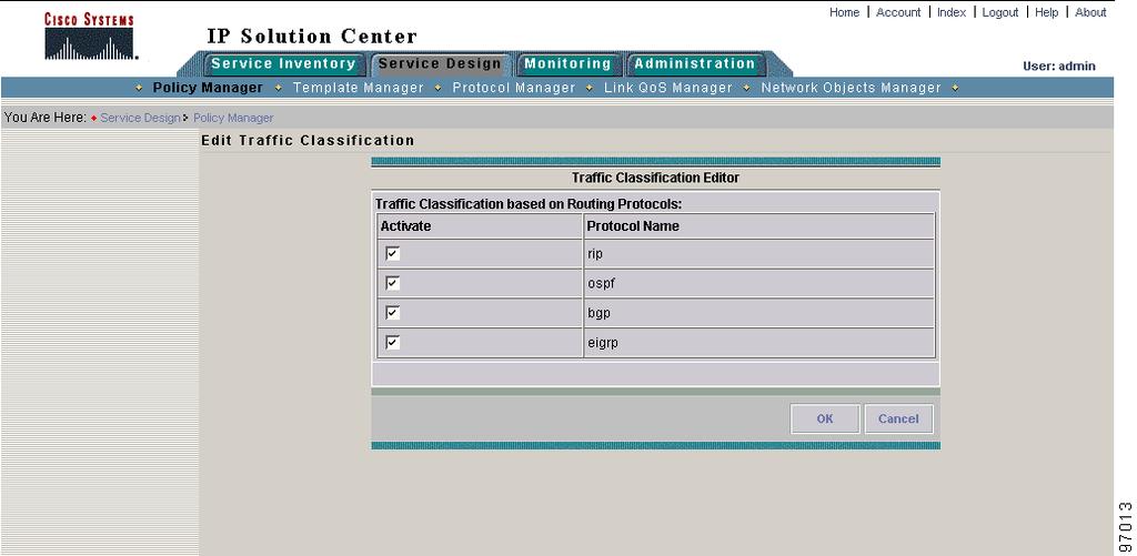 Service Level QoS Parameters Figure 6-2 Edit Traffic Classification Select the routing