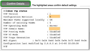 The output of the show vtp status command confirms that the switch is by default a VTP server.