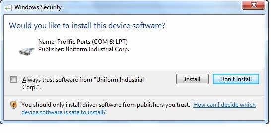 - Click Install on the dialog box that asks Would you like to install this device software?