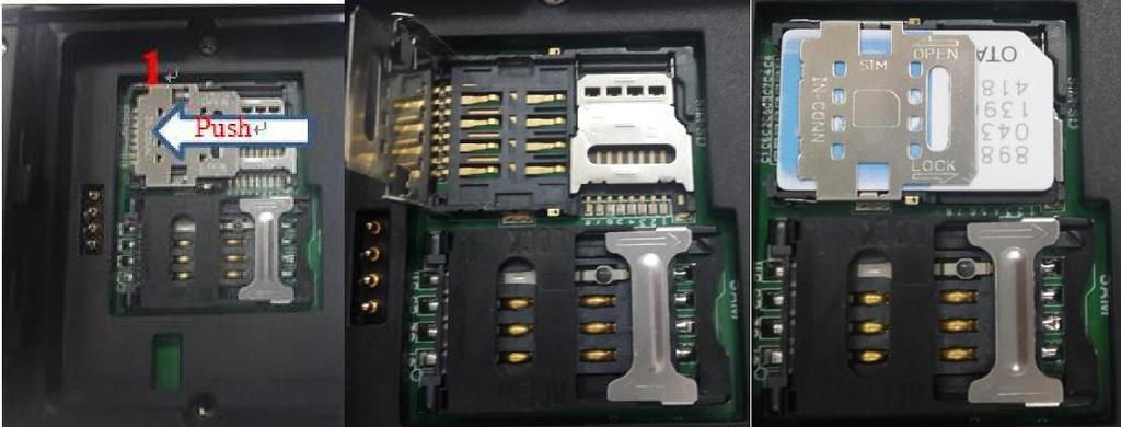 Open the SIM slot as the direction of Open/Lock labeled; 2. Open the SD slot as the direction of Open/Lock labeled; 3. Install the SD card properly; 4.