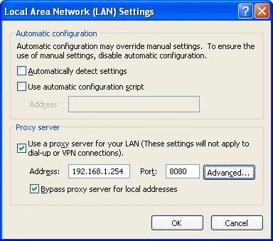 By performing these settings, your PC will connect to a proxy server only when connecting to the Internet.