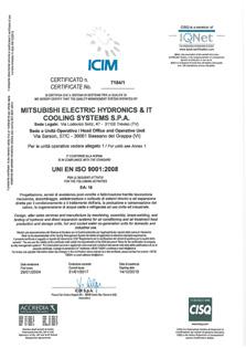 Certifications ISO 9001 CERTIFICATION For production plants of Valle Salimbene (PV) and Zeccone (PV) Italy RC has been the first