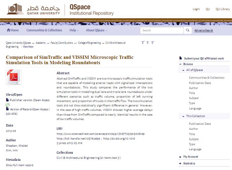 Case study Qspace: A DSpace Institutional Repository Scopus and ScienceDirect API