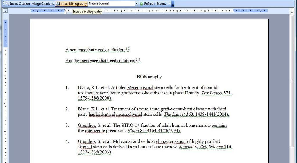 Bibliography & citation in word 59 Citation will show up based on selected style Generate