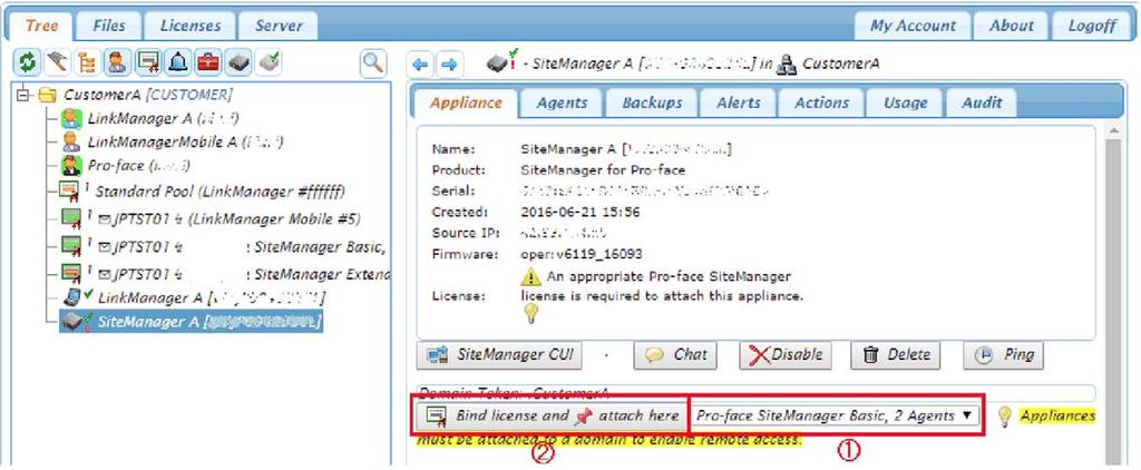 Basic Setup and Connection Assigning the License To SiteManager On the registered SiteManager, an assigned license is required to use Vijeo Connect.