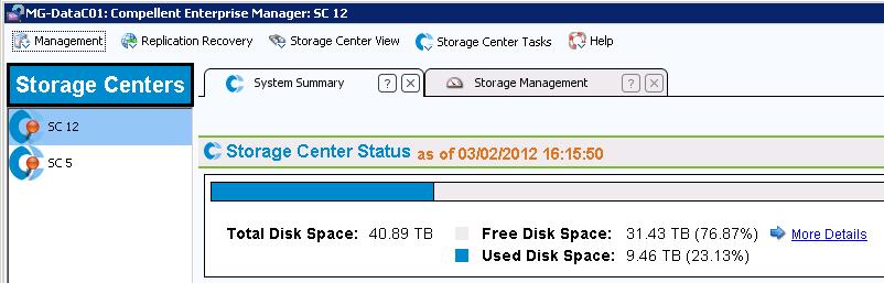 Adding Additional Dell Compellent Storage Centers to SCVMM 2012 Figure 32: Additional Storage Center added to the Enterprise Manager client 1) If an additional Dell Compellent Storage