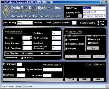AUTOMATIC LASER COMPENSATION EXECUTION Main Window Highlights Navigate the input by pressing Tab, or directly select the input by pressing Alt and the underlined letter.