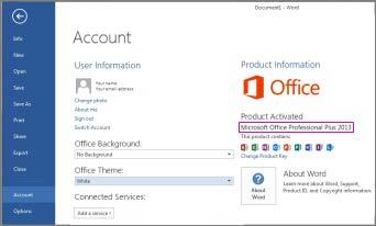 OFFICE 2013 The latest version of Office still uses the File tab and the