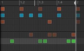 Creating Beats with the Step Sequencer Adjusting the Step Grid The Step Grid after selecting 1/32nd in the Step menu.
