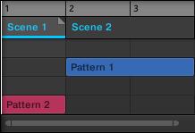 Creating an Arrangement Managing Sections The Scene will be shortened, and if the adjustment is shorter than the referenced Pattern a small Truncated Clip marker will appear on the right-hand side of