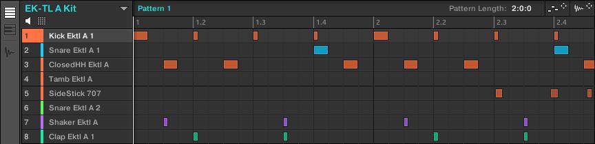 Creating Beats Fine-tuning your First Pattern The Pattern has increased to two bars and now contains some added variation. A doubled Pattern with some added side-sticks in bar 2 for variation.