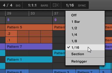 Playing Live Performing with Scenes and Sections using the Pads If Retrigger is disabled (default setting), the next Scene or Section that is selected will play from the same offset to the beginning: