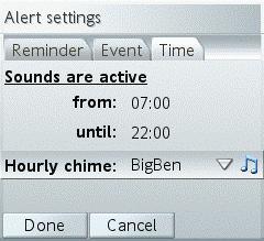 Incoming Email: Remind if a new POP3 or IMAP Email message has arrived. Alert settings - Time Use the provided settings to determine the times of day when BigBen plays sounds.