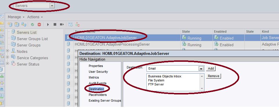 Parameters to be Enabled in CMC In order to work these destination options to Business Objects job servers must be enabled. Here is the step-by-step procedure to setup the System.