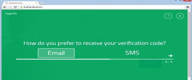 To confirm your identity, a user verification code will be delivered to you that must be entered on the next screen.