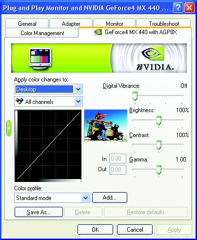 Correction Properties is used to adjust the color settings. It also allows gamma control for video playing of the Video Overlay.