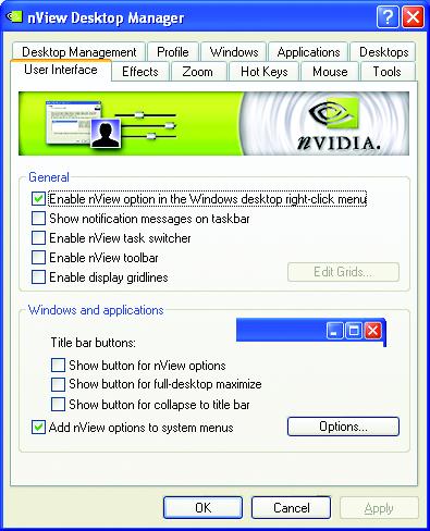 nview Applications properties This tab allows you