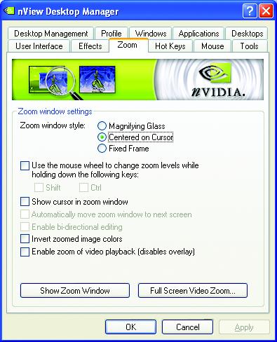 nview Zoom properties This tab provides dynamic zoom functionality on