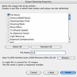 Exporting Images (2/3) Editing and Saving Images Click [Finish] after specifying the settings. Changes the image size. Changes the image type. Changes the image file name.