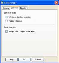 Customizing Preferences (2/2) Selection Tab This tab sets the image selection methods and the image selection steps used with the task buttons. Rotate Tab This tab sets the rotation settings.