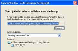 Downloading Images Automatically Camera Operations Starting Auto Downloading 2. Select [Change direct transfer download destination folder] and click [Next]. 1.