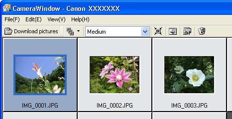 Checking Images in the Camera before Downloading (1/2) Selecting Images and Initiating the Download 1. Click [Lets you select and download images] in the Camera Control Window. 2.