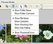 Changing the Main Window Display Mode (1/4) This section explains the methods for filtering images assigned a special Star Rating and for displaying information other than the file name with a