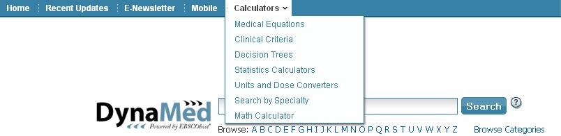 DynaMed Calculators DynaMed includes over 500 interactive calculators, equations and decision trees that allow you to enter values in commonly used formulas to obtain numerical data, such as urinary