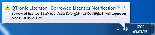 Also, the right side table called "Network licenses" should show a refreshed network license where the number of available licenses was decreased by one (the number of available licenses varies all