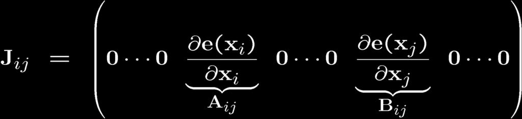 Derivative of the Error Function! Does one error term depend on all state variables? No, only on and! Is there any consequence on the structure of the Jacobian?