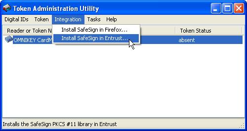 Entrust Installer If you want to install SafeSign Identity Client in Entrust at a later time, you can find the Entrust Installer in the Token