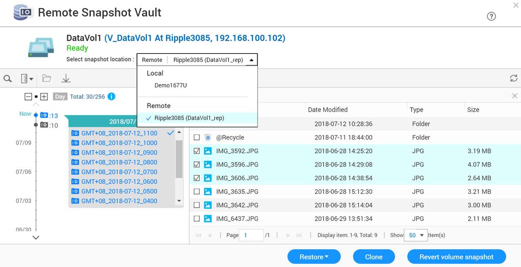 Restore From Remote Snapshot Vault The Snapshot Manager now