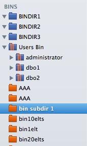 To display the content of a bin, click on its name to select it.