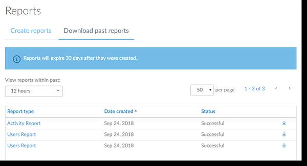 Download past reports You can view any report that you ran in the last 30 days, and download them again if needed. If a report did not run successfully, you can click Retry to run it again. 2.