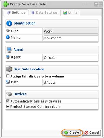 Identification Name - Unique name to identify the Disk Safe in the system: in the "Disk Safe" list, while creating jobs, etc. This is a mandatory field.
