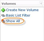 The pane has three tabs: Details Groups Users Filtering the "Volumes" List Details Tab Groups Tab Users Tab Details Tab Most