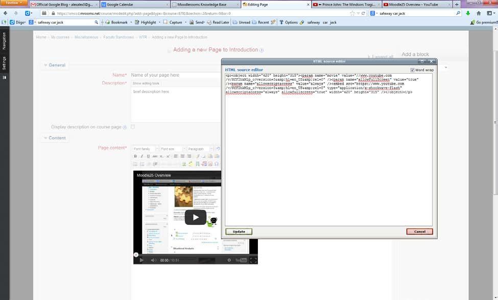 Back in WebAccess, you should create a webpage in your course where