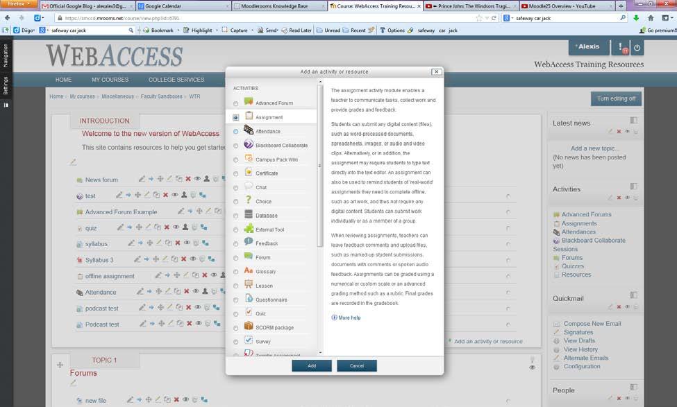 Adding Assignments to WebAccess