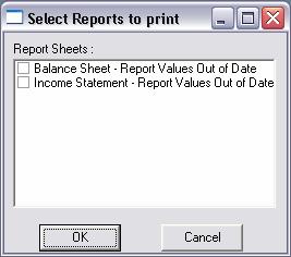 In the Report Sheets pane, select one or more reports. 3. Click OK.