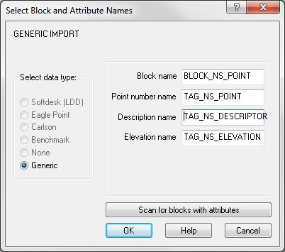 MsPoints Other Program Ties Import Point Blocks Configure the dialog as below: NOTE: The