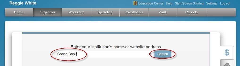 Note There must be an online account set up at the institution in