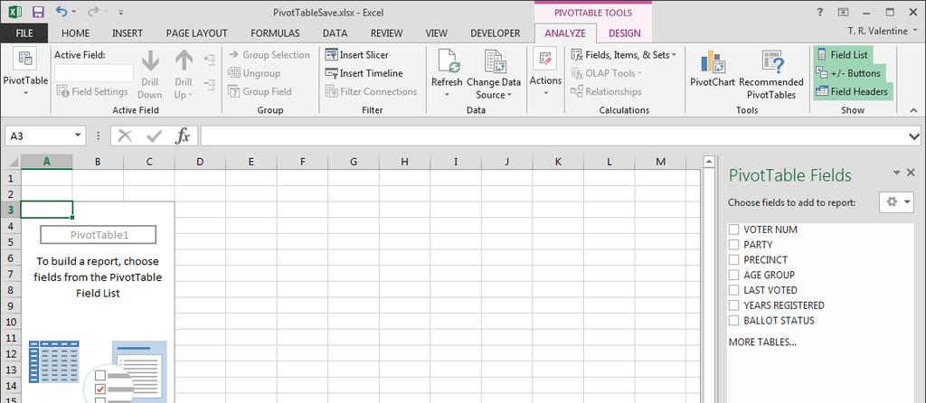 With just one of the cells with data active (selected) or with all the cells with data selected, switch to the INSERT ribbon and in the Tables group on the far left side of the ribbon, click the