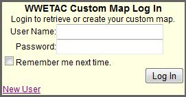 Customize Map Page Login In order to access the customizable map, you will need to login.