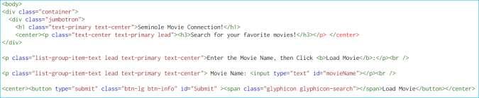 You will be examining how the application sends an HTTP Request (Movie Title) to the server and the server sends back an HTTP Response (Movie Information). The index.